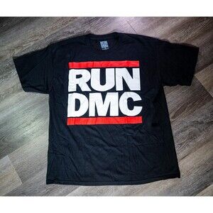 Run DMC Shirt Mens XL Black Logo Graphic Hip Hop Band Tee T-Shirt Music